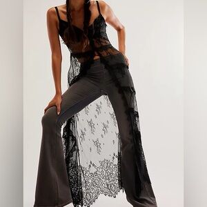 Free People St. Tropez Lace Maxi Top in Black